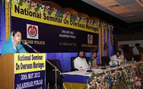 Hon’ble Member Shamina Shafiq attended the “National Seminar on Overseas Marriage” held on 30th May, 2012 at Jalandhar, Punjab