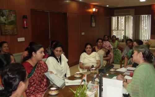 Some volunteers from Bhartiya Janta Party Mahila Morcha in leadership of Smt. Smriti Irani visited the Commission