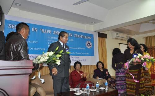 Ms. Wansuk Syiem, Member, NCW was chief guest at a seminar on “Rape and Human Trafficking” on 1st February, 2013 at Aizwal