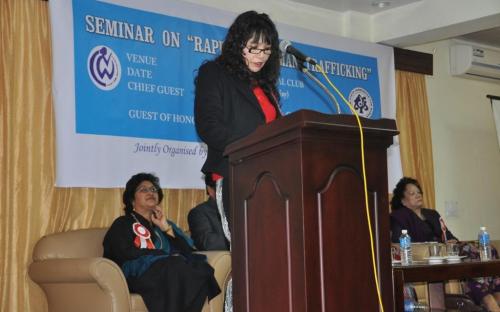 Ms. Wansuk Syiem, Member, NCW was chief guest at a seminar on “Rape and Human Trafficking” on 1st February, 2013 at Aizwal