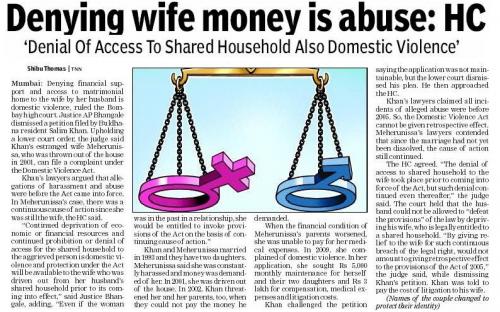 Denying wife money is violence : HC