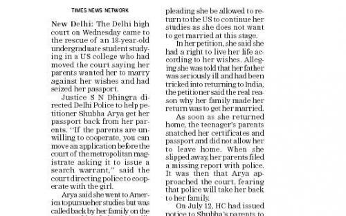HC to rescue of girl pressured to marry.