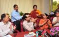 The CMD, HUDCO, Shri V.P. Baligar and the Member Secretary of NCW, Smt. K. Ratna Prabha exchanging the signed MoU between NCW and HUDCO to improve living conditions of destitute women, in the presence of the Union Minister for Housing & Urban Poverty Alleviation, Shri Ajay Maken, the Minister of State (Independent Charge) for Women and Child Development, Smt. Krishna Tirath, the Chairperson of NCW, Smt. Mamta Sharma and the Secretary, HUPA, Shri A.K. Mishra