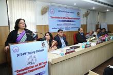 Smt. Lalitha Kumaramangalam, Hon’ble Chairperson, NCW addressing the gathering during the consultation held at IIPA.